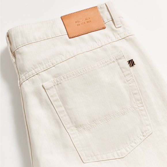 Billy Reid Cotton Linen 5 Pocket Pant, Eggshell, 33x30 - Picture 5 of 9